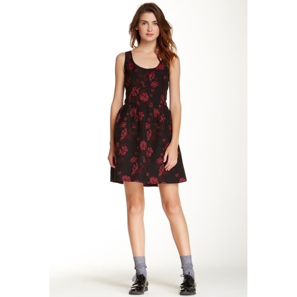 BB Dakota Brocade Fit & Flare Dress Rose Floral 4